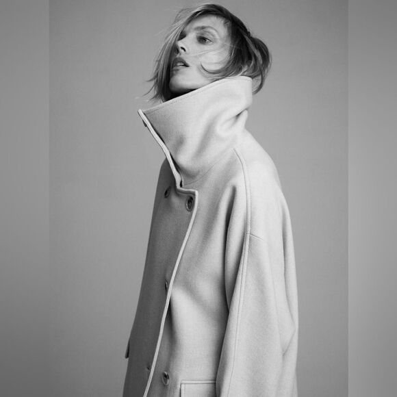 Zara Wool Blend Oversized Coat Beige NWT - Picture 6 of 15